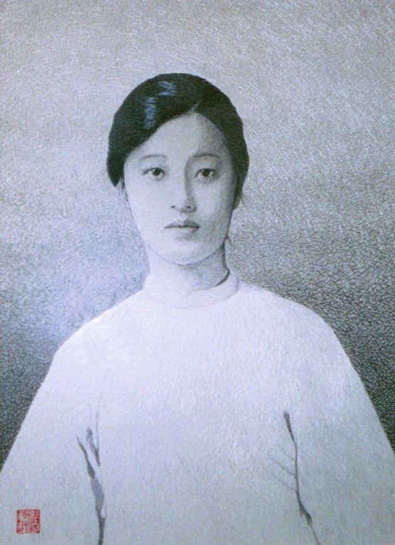 研究院仿真绣人物像作品